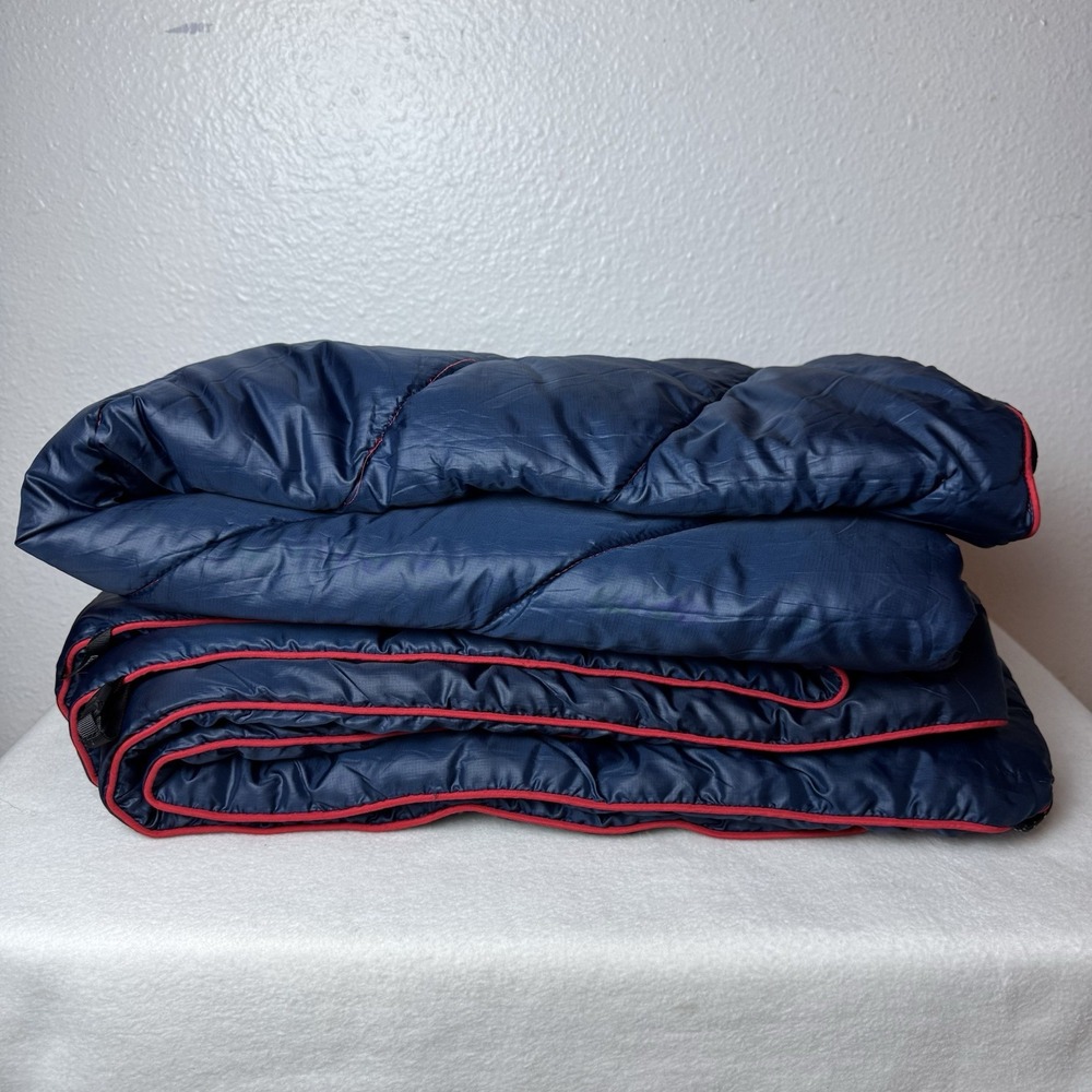 rumpl The Original Puffy Blanket Navy Blue Red Packable 72" X 49" Camping